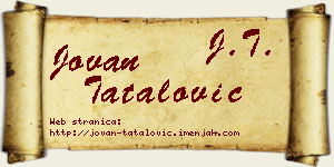 Jovan Tatalović vizit kartica